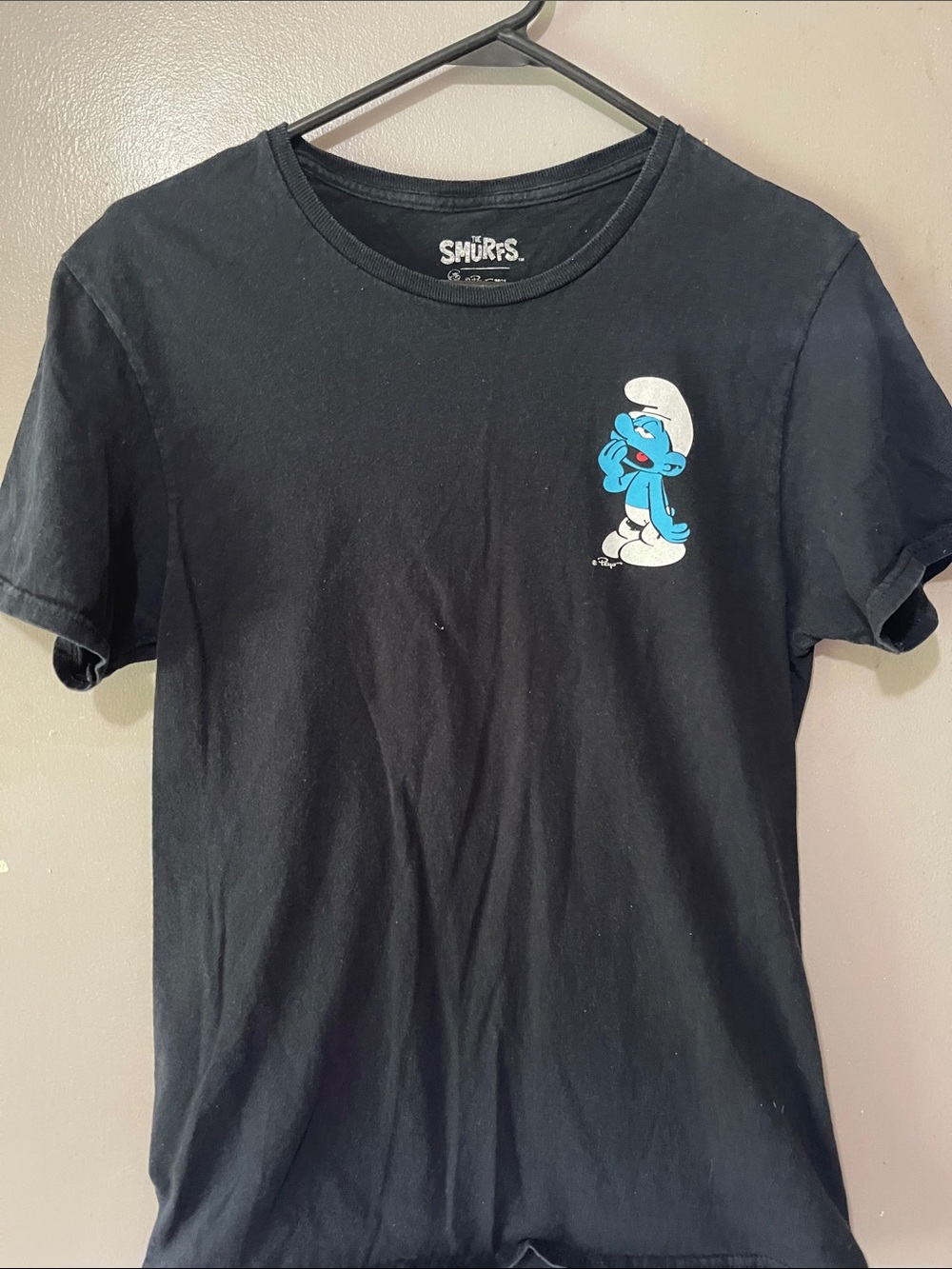 Black Kids Short Sleeve Tee with Blue Character